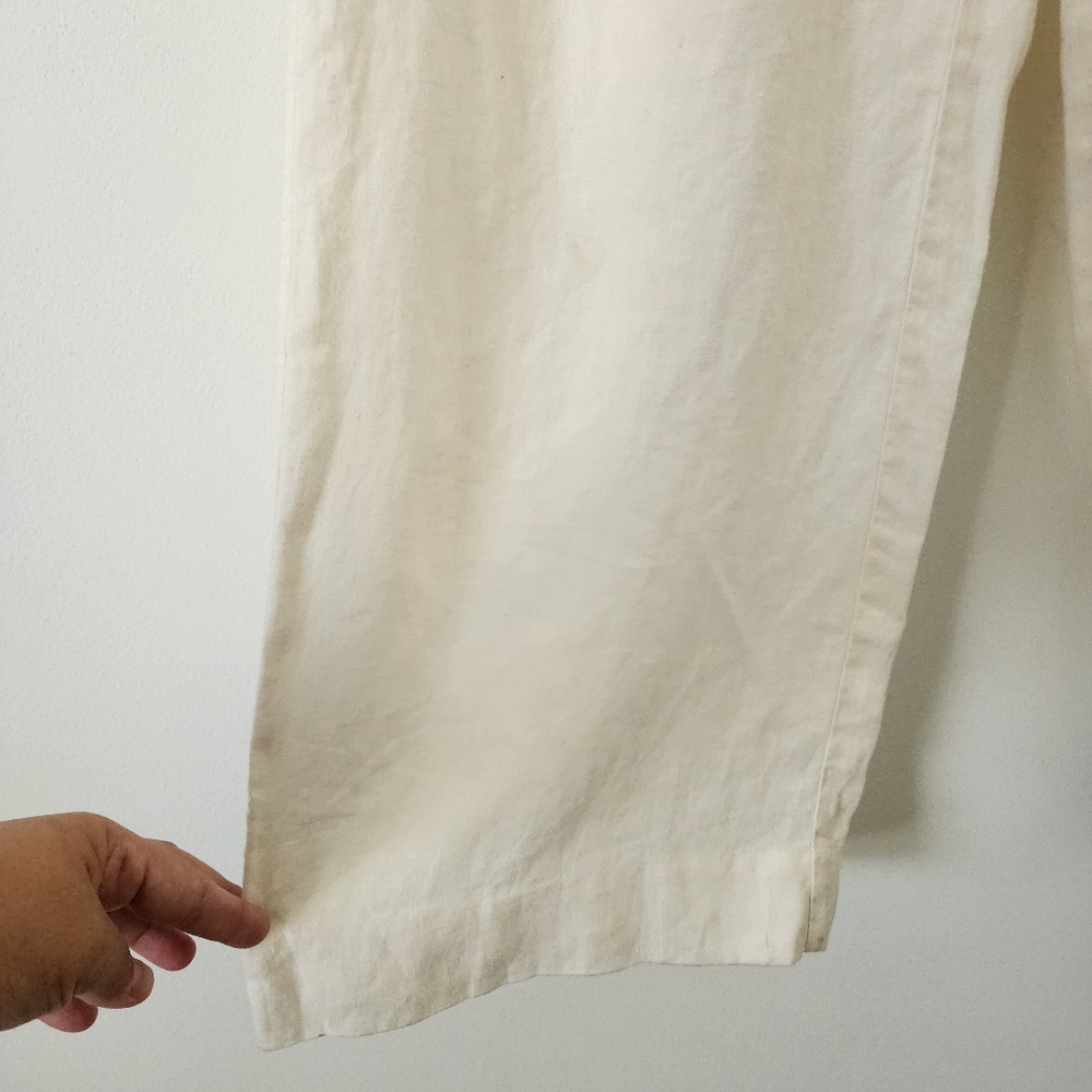Everlane Linen Way High Wide Leg Pants in cream Size 10 - Picture 8 of 15